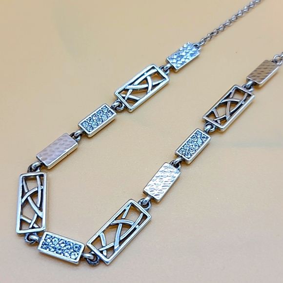 Brighton "Meridian Zenith" Textured Silver Necklace w/ Swarovski Crystal Details - Picture 7 of 10